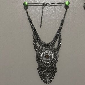 Silver Statement Necklace with Intricate Design